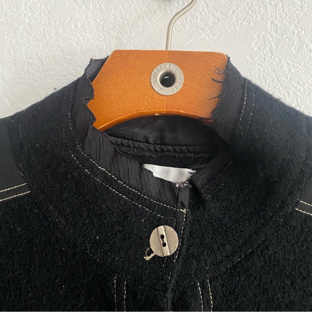 Chico's Boiled Wool Jacket Black Button Front Box… - image 5